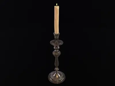 Iron Cased Single Point Candelabra Low-poly 3D model