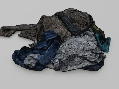 Pile of Pastel Clothes on the Ground 3D Scanned Low-poly 3D model