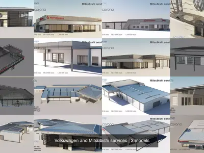 Volkswagen and Mitsubishi services 3D Model Pack