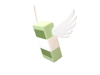 Cartoon Money With Wing V1 001 Low-poly 3D model