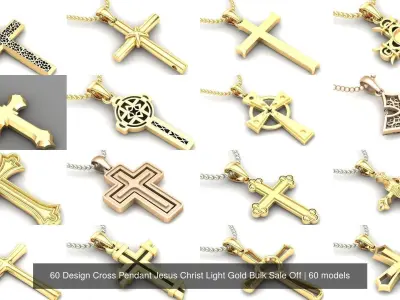 60 Design Cross Pendant Jesus Christ Light Gold Bulk Sale Off 3D Model Pack