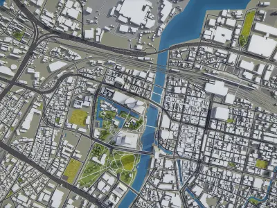 Kitakyushu Low-poly 3D model