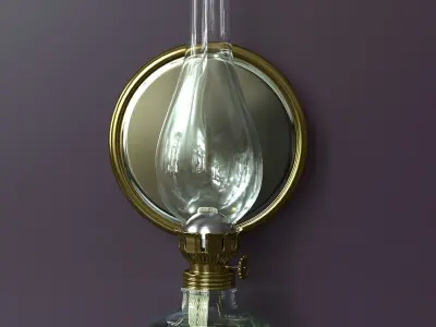 Kerosene lamp with mirror reflector 3D model