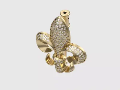 Diamond Fleur-de-Lis Brooch JDBCo 3D print model