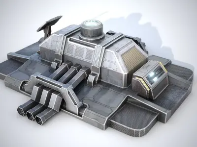 Sci-fi stylized pump station  Low-poly 3D model