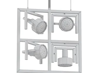 Diapason four square pendant light fixtures in chrome finish 3D model