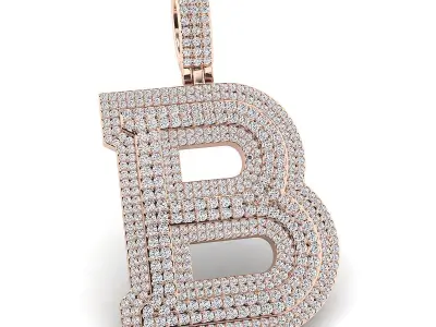 Alphabet Latter B Diamond Pendent 3D print model