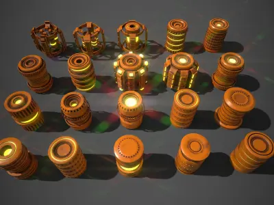Sci-Fi Cylinder Version Two Low-poly 3D model