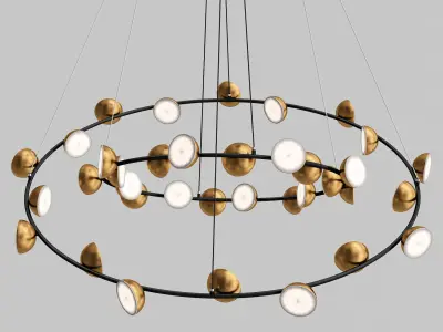 APRIL COLLECTION circular chandelier with gold and balls 3D model