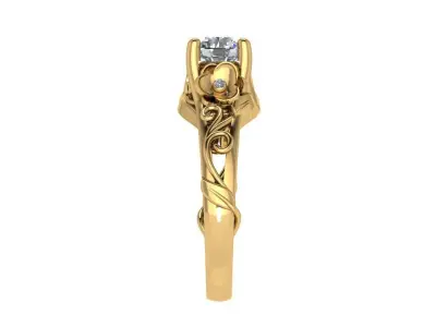 Ring175 filigree engagement ring gold 3D print model