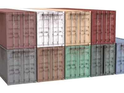 Set of 9 Shipping Containers different colors 3D model