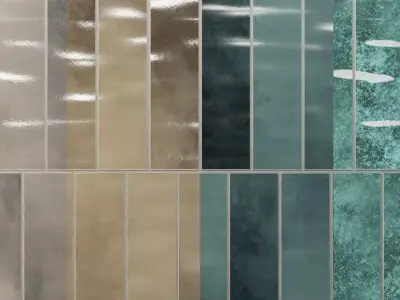 Porcelain tile 24x6 Marazzi Lume Blue M6RR Texture