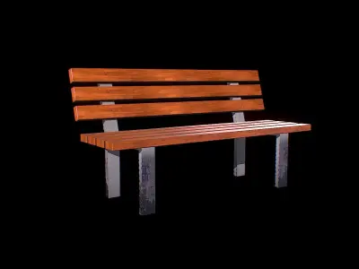 Park Bench Modern outdoor bench Long seat Free low-poly 3D model