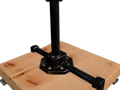 Modern Industrial Wood Metal Stand Low-poly 3D model