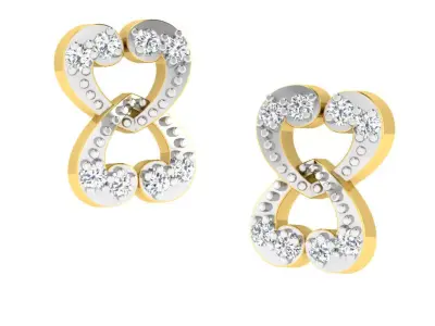 Gold Diamond Women Earring 3D print Model 3D print model 26