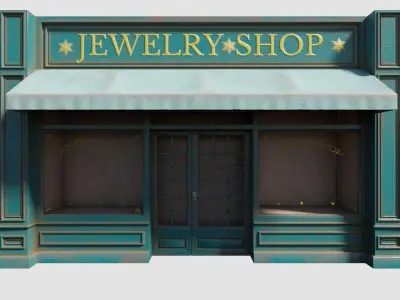 city shop front with 4k pbr textures Low-poly 3D model