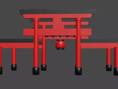 Torii japanese tori gate 3D model
