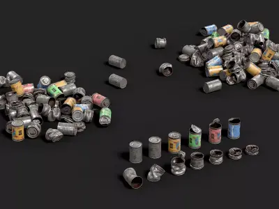 A bunch of tin cans  PBR Game Ready Low-poly 3D model