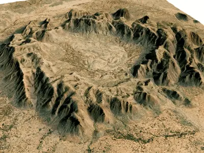 Gosses Bluff Crater 3D model terrain Low-poly 3D model