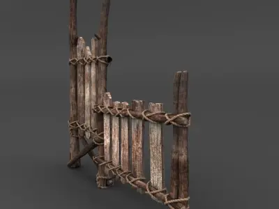 Wooden Fence 3D model 3