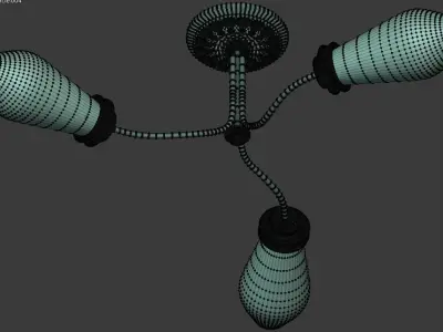 Chandelier three light ceiling fixture 3D model