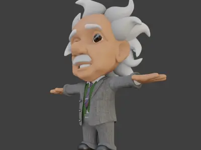 Cartoon Albert Einstein Not Rigged 3D model
