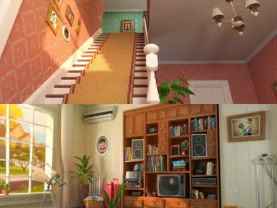 Cartoon Hall Living Room V2 3D model