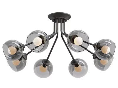 Vitaluce-V4724-18PL six light ceiling fixture with glass globes 3D model