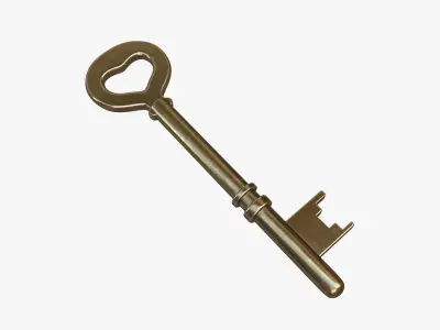 Gold key 3D model Low-poly 3D model