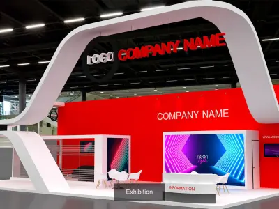 12 curve Exhibition booth 3D 3D Model Pack