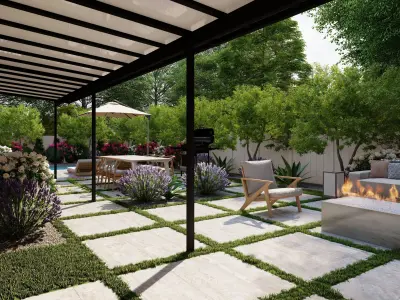 3D Exterior Scene 3D model design garden and landscape 3D model 28