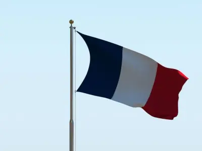Animated France Flag 3D model