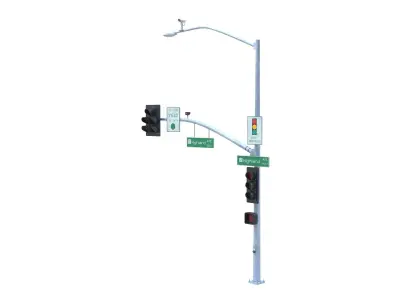 Street Light with Traffic 09 Low-poly 3D model