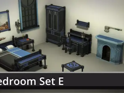 Bedroom Set E bed Low-poly 3D model