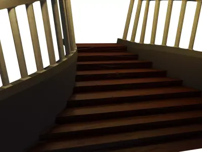 Stairs wooden staircase Low-poly 3D model