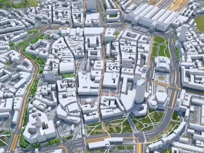 Leipzig Downtown Germany Low-poly 3D model