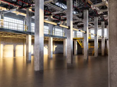 Factory Warehouse Interior Low-poly 3D model