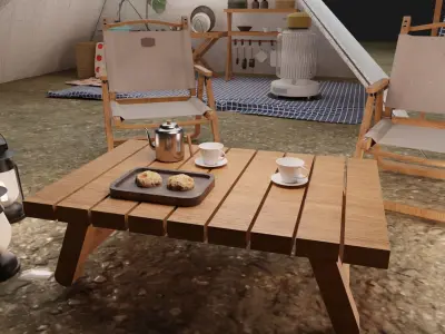 Tent camp outdoor campsite 3D model