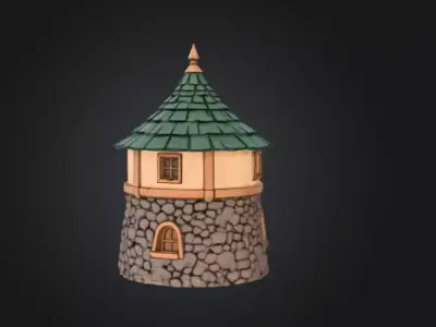 Medieval Round House Low-poly 3D model