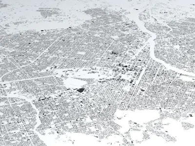 Sapporo Streets and Buildings 3D model