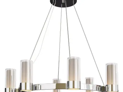 Silo 8 Light Clear Frosted Glass Chandelier Low-poly 3D model