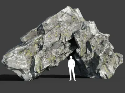 Low poly Layered Rock Mossy 190103 Low-poly 3D model