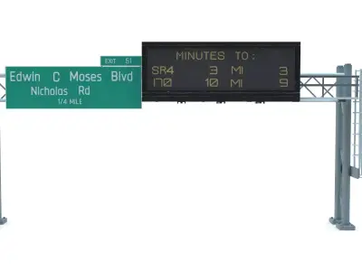 Highway Sign 08  Low-poly 3D model