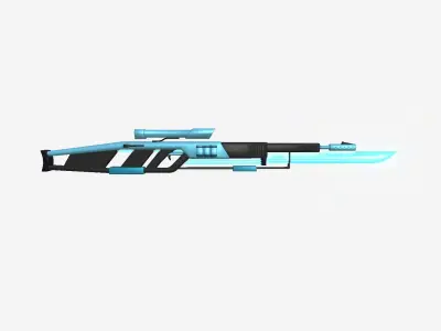 SciFi Sniper Gunblade A02 Black Blue - Fiction Weaponry Low-poly 3D model