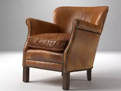 P L C W N leather club chair in style of person 3D model