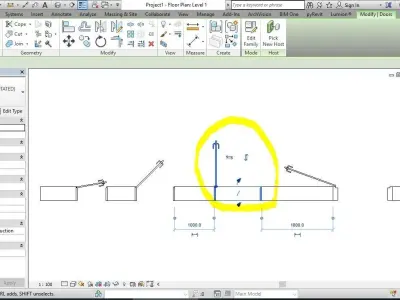 SINGLE DOOR REVIT FAMILY 3D ROTATED AND FULL PARAMETER 3D model