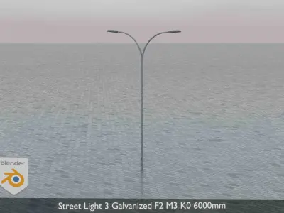 Street Light 3 Galvanized F2 M3 K0 6000 mm Low-poly 3D model