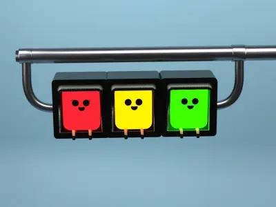 Cute traffic lights Free low-poly 3D model