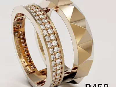 Dual Structure Band gold ring 3D print model