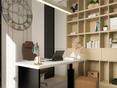 Modern Elegance in the Workplace Home Office Interior Design Low-poly 3D model